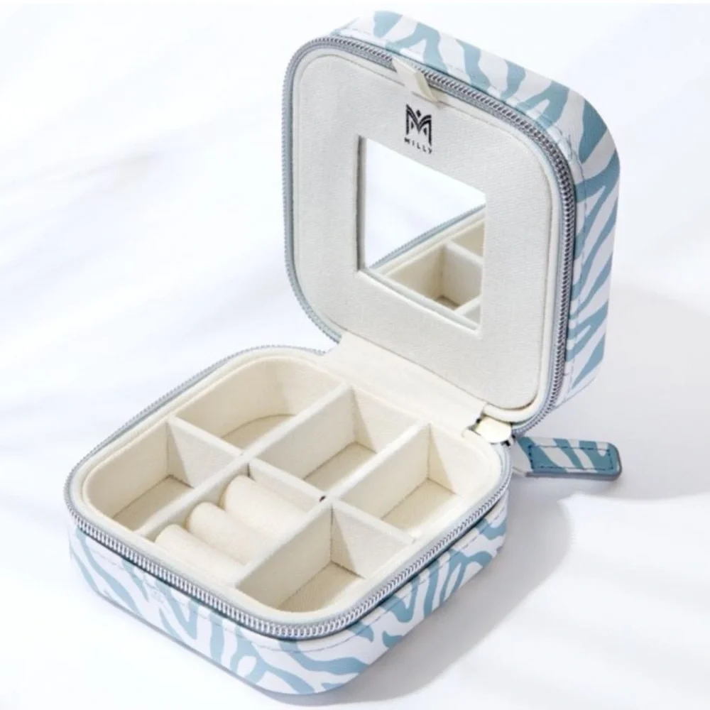 Milly Zippered Traveling Jewelry Case With Mirror
